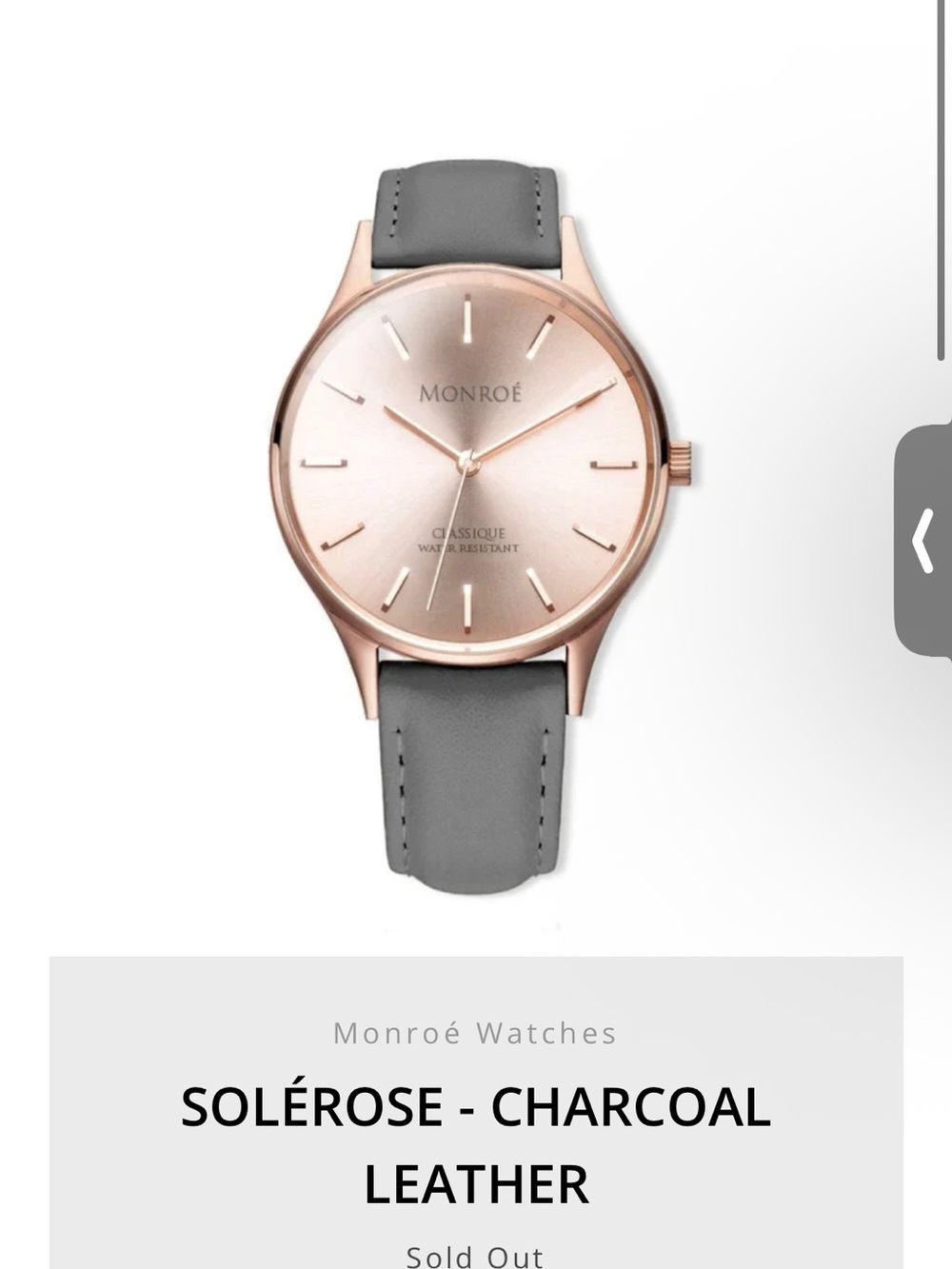 MONROE Solérose Charcoal Leather Watch - Rose Gold Dial